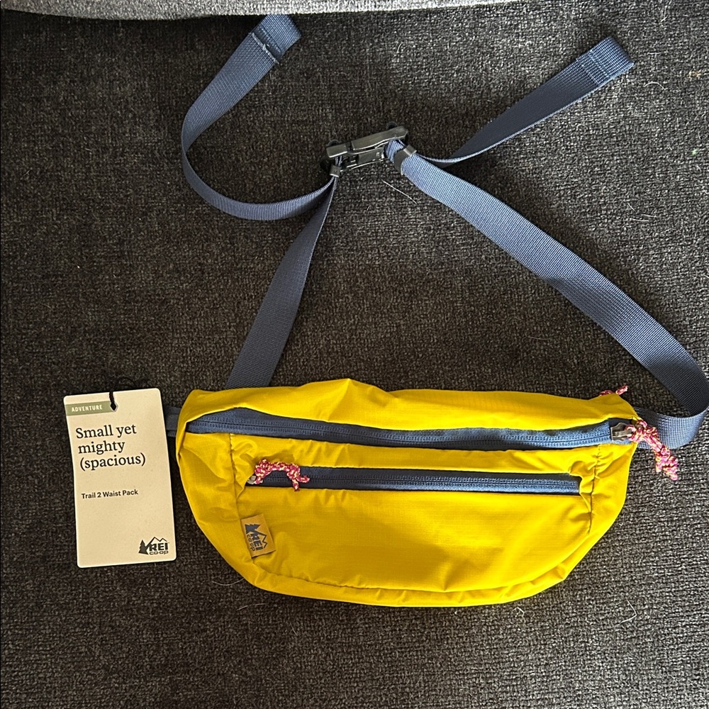 REI Yellow Trail Waist Pack with Blue Straps